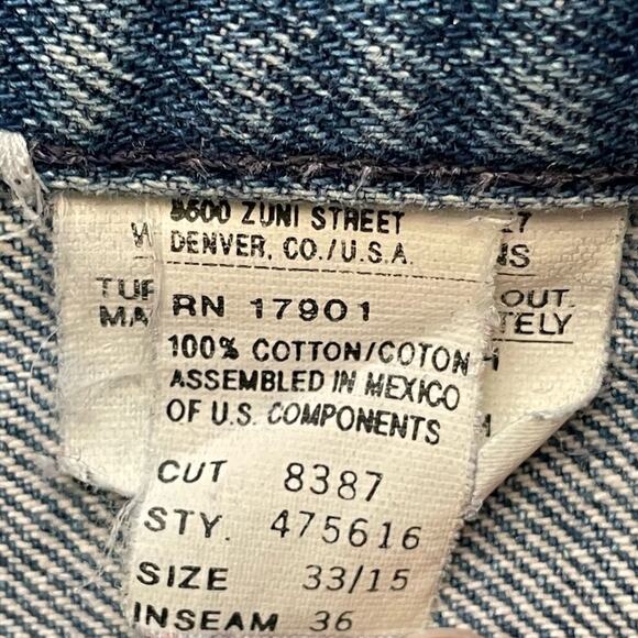 Rocky Mountain Rockies Bareback Jeans Western Rodeo Size 15 Punchy Denim Vintage - Picture 3 of 7